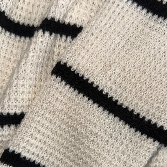Women's Cream and Black Striped Knit Sweater - Picture 5 of 7